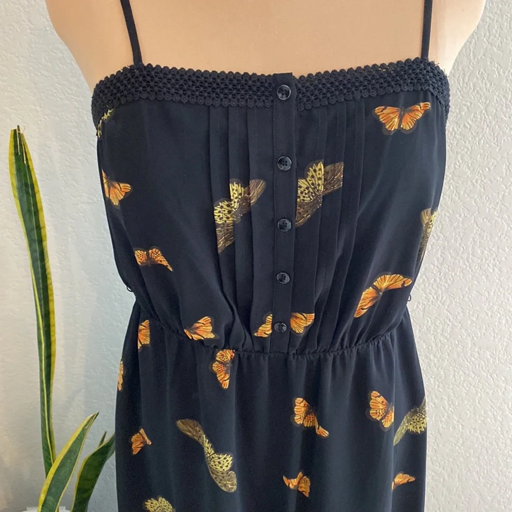 KENSIE Butterfly Black Maxi Dress Medium - Picture 2 of 7